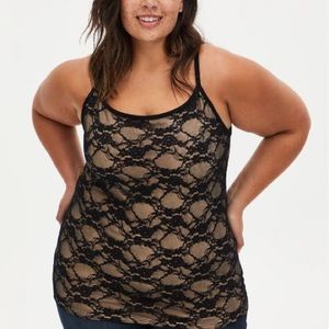Torrid Nude & Black Lace Scoop Neck Foxy Cami 2x